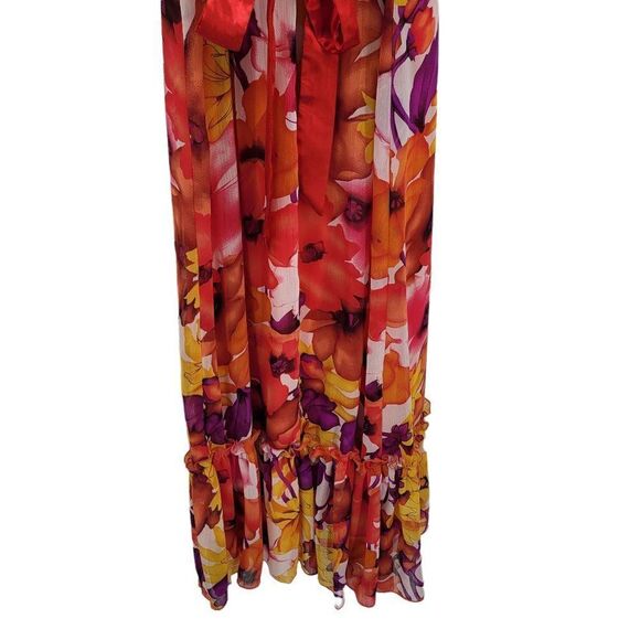 Alyn Paige Dress Womens 8 Tiered‎ Ruffled Midi Spaghetti Strap Multicolor Floral - Picture 10 of 11